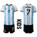 Argentina Rodrigo de Paul #7 Replika Babykläder Hemma matchkläder barn VM 2022 Korta ärmar (+ Korta byxor)